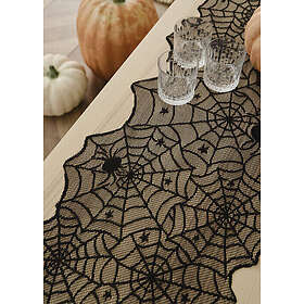 Ginger Ray HAR-112 Halloween Black Spider Web Table Runner
