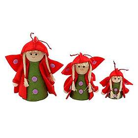 Dekohelden24 Set med 3 Filt Dockor 5-10cm Röd Fjäril BG-51-22920