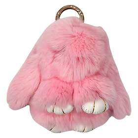 Dark Fluffy Bunny Bag Charm Pale Rose
