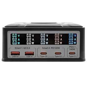 Exsys EX-1107 Multiportladdare med QI 15W och USB-C PD 260W