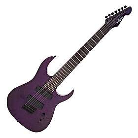 Gear4music Harlem S 7-String Fanned Fret Guitar Purple Sparkle