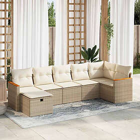 vidaXL Ensemble de salle à manger de jardin 7 pièces beige rotin 3325929