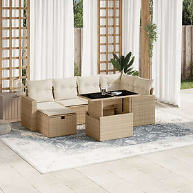 vidaXL Ensemble de salle à manger de jardin 7 pièces Beige Rotin 3274818
