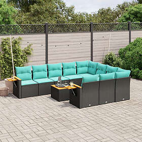 vidaXL Lounge Set 11 delar med dynor Svart 3227184