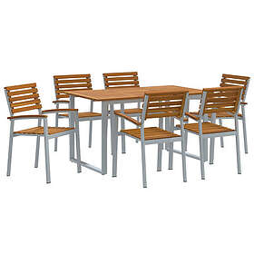 vidaXL Garden Furniture Set 7 Pieces Grey and Brown Solid Acacia 3284344