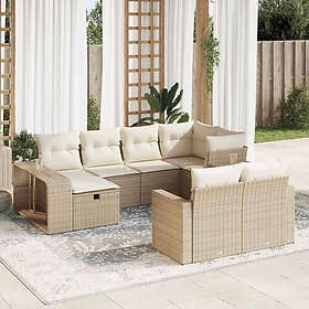 vidaXL Loungeset 10 delar med dynor Beige konstrotting 3326062