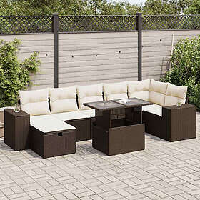 vidaXL Lounge Set 5 delar med dynor Brun Konstrotting 3327953