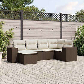 vidaXL Loungegrupp 6 delar med dynor Brun Konstrotting 3222862