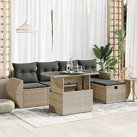 vidaXL Lounge Set 6 Pièces avec Coussins Gris Clair Poly Rotin 3327892