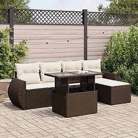 vidaXL Lounge Set 6 delar med dynor Brun Konstrotting 3326624