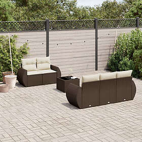 vidaXL Loungegrupp 6 delar med dynor brun konstrotting 3253440
