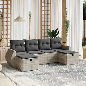vidaXL Salon de jardin 6 pièces avec coussins gris clair rotin 3264168