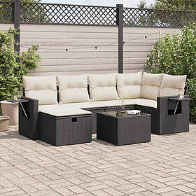 vidaXL Ensemble Lounge 7 Pièces avec Coussins Noir Rotin Synthétique 3325492