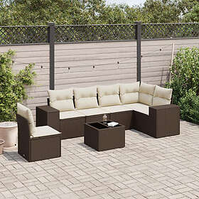 vidaXL Lounge Set 7 delar med dynor brun konstrotting 3222642