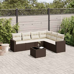 vidaXL Lounge Set 7 delar med dynor brun konstrotting 3219013