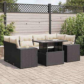 vidaXL Lounge Set 7 delar med dynor Svart Konstrotting 3326747