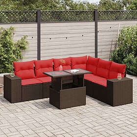 vidaXL Lounge Set 7 Delar med Dynor Brun Konstrotting Akacia 3326815