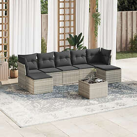 vidaXL Ensemble Lounge 8 Pièces avec Coussins Gris Clair Rotin Artificiel 321804