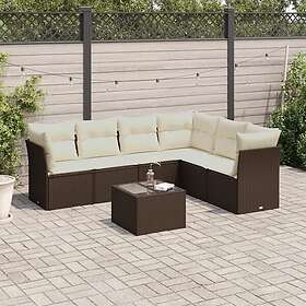 vidaXL Salon de Jardin 7 Pièces avec Coussins Marron Rotin Artificiel 3249532