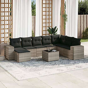vidaXL Lounge Set 9 delar Grå Konstrotting 3222971