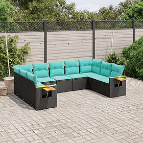 vidaXL Lounge Set med dynor 9 delar svart konstrotting 3227114