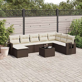 vidaXL Salon de jardin 9 pièces avec coussins Rotin Marron 3220572