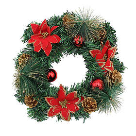 FloristryWarehouse 888867 Christmas Artificial Spruce Wreath with Red Poinsettia