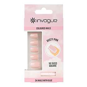 Invogue Dammig rosa fyrkantiga naglar 24 st