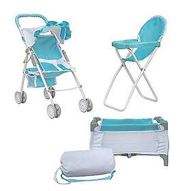 Olivia's Little World Doll Pram 3-in-1, Doll High Chair and Baby Bed OL-00013