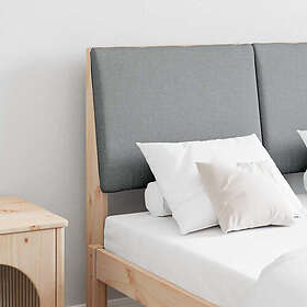 vidaXL Klädd sänggavel Ljusgrå 135cm Massiv furu