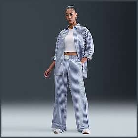 Nike Chill Poplin Wide-Leg Mid-Rise Striped Pants (Dam)