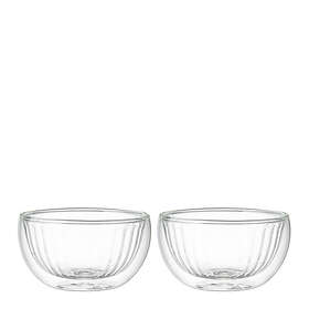 Maku Kitchen Life Dubbelväggad skål av glas 22 cl 2-pack räfflad
