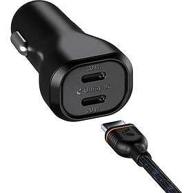 Unisynk 10480 Kaksois-USB-C Autolaturi 50W