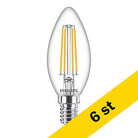 Philips LED E14 C35 Klar 2700K 806lm 6.5W 6-pack