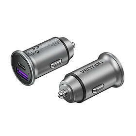Vention FFBH0 Kaksinkertainen USB-A+C Autolaturi 18W/20W