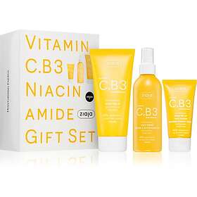 Ziaja Vitamin C.B3 Niacinamide Presentförpackning för kvinnor (Lätt fuktighetskräm 50ml, Kroppsbalm 200ml, Ansiktstoner 190ml)