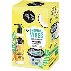 Organic Shop Tropical Vibes Kroppsvårdset för Kvinnor (Energy Awakening Duschgel 280ml, Coconut & Sugar Kroppsskrubb 250ml)