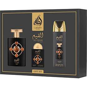 Lattafa Pride Al Quiam Gold Gift Set för kvinnor (Eau de Parfum 100 ml, Eau de Parfum 20 ml, Parfymerad Deodorant 200 ml)