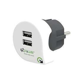 Q2Power 3300100 2-ports 24W USB-A vægoplader