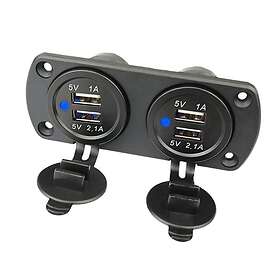 INF 308821 Kaksois-USB-autolaturi sinisellä valolla