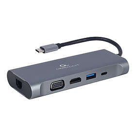 Gembird Cablexpert Dokkingstasjon USB-C 3.1 HDMI VGA 1GbE A-CM-COMBO7-01