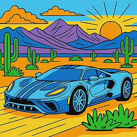 Ideyka Painting By Numbers - Car In The Desert Kids