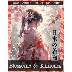 Blommor & Kimonos: Elegant Anime Line Art för Vuxna