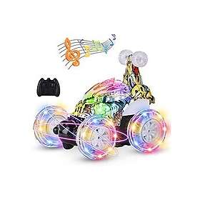 FONGWAN Voiture télécommandée avec lumière et musique Voiture cascade à rotation