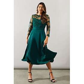 Wallis Satin And Mesh Overlay Fit And Flare Dress