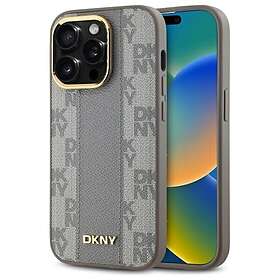 DKNY Lær Etui Rutete Mono Mønster MagSafe for iPhone 14 Pro