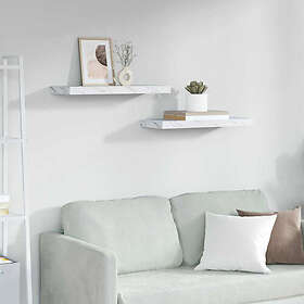 vidaXL 2 pcs Wall Shelf 60 x 23.5 x 4 cm White Marble Engineered Wood 42019969