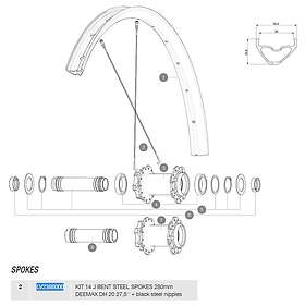 Mavic Deemax Dh 27.5 J-bent Spokes 280mm 14-pack V2388001