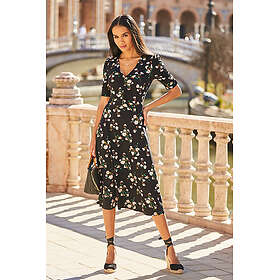 Sosandar Floral Print Ruched Front Midi Jersey Dress