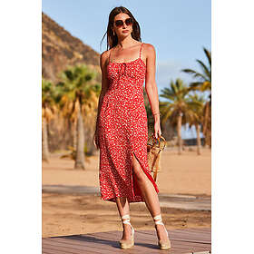 Sosandar Floral Print Ruched Detail Strappy Midi Dress